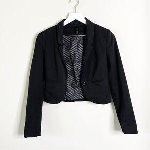 H&M Black Polka Dot Lined Cropped Blazer